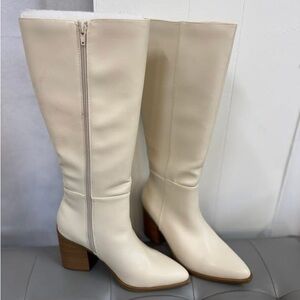 Elegant Cream Knee-High Boots